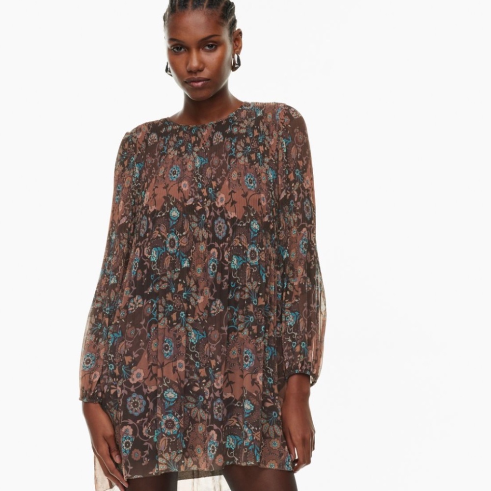 Aritzia Wilfred Daydreamer Mini Dress - Small - NWOT - Cocoa Bean and Mint